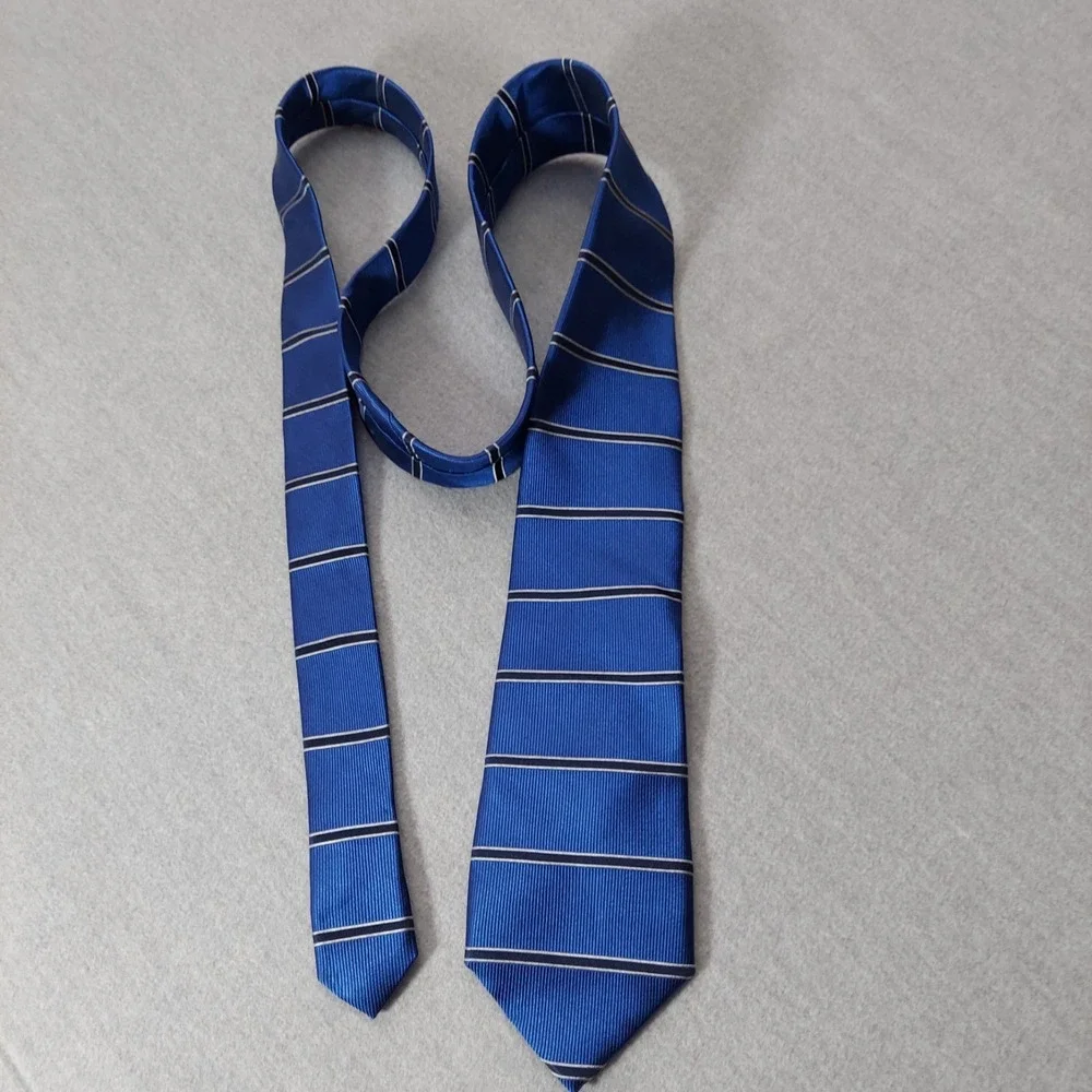 Nautica Silk Repp‎ Mens Tie Blue Striped Preppy Ivy Classic Business Necktie